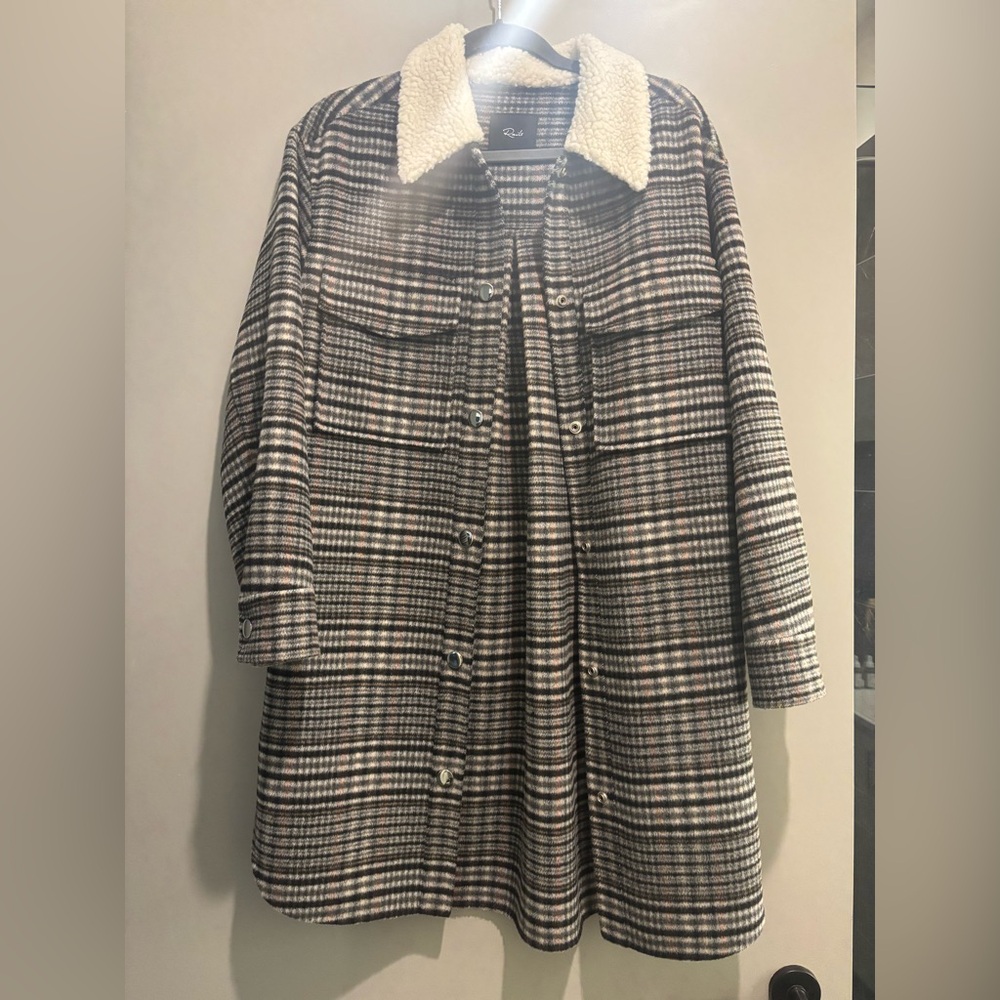 Rails Multicolor Plaid Teddy Jacket with Shearling Collar